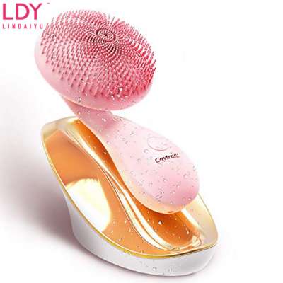 LDY Silicone Facial Cleansing Brush,Ultrasonic Face / Body Cleanser, 4 Function Modes,Rotating Magnetic Beads,Waterproof