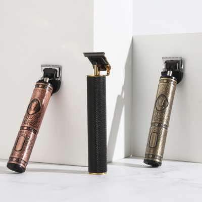 Professional manual hair trimmer  with bronze engraved USB rechargeable radio fader trimmer